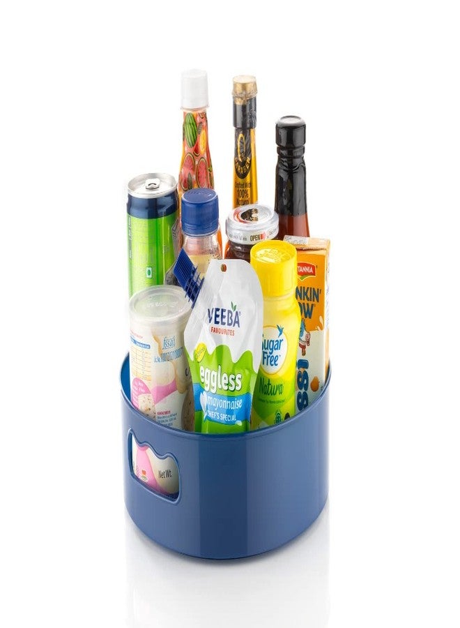NEWON 360° Rotating Kitchen Organizer Tray Lazy Susan Rack Multi-Purpose Kitchen Storage Revolving Tray Cosmetic Organizer Rotating Tray Lazy Susan for Kitchen Cabinet Spice Rack (Blue) - Image 1